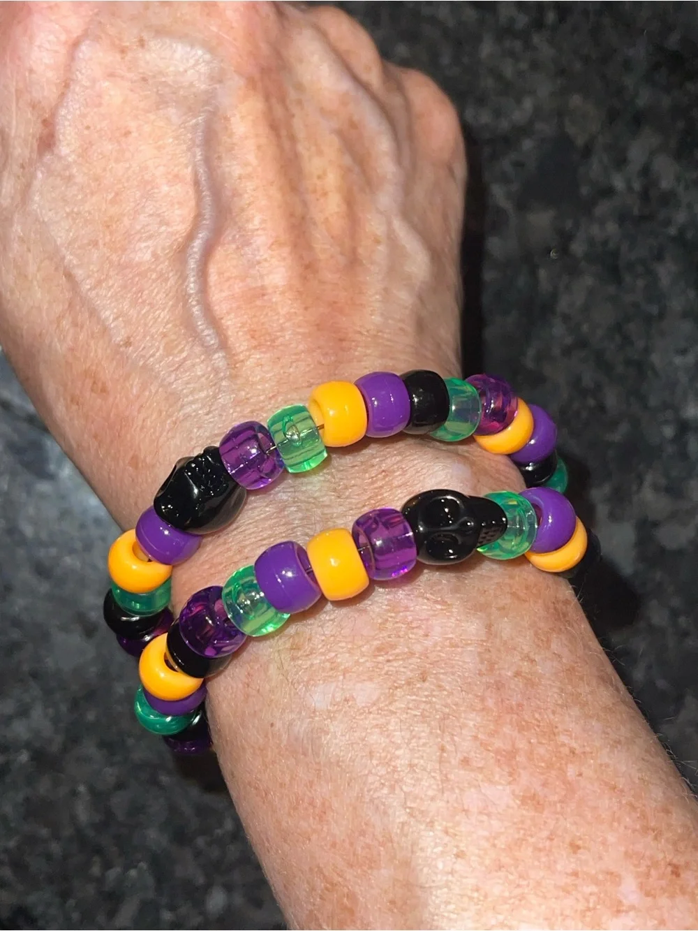 HANDMADE Halloween Skull Wrap Bead Bracelet - Choice of style